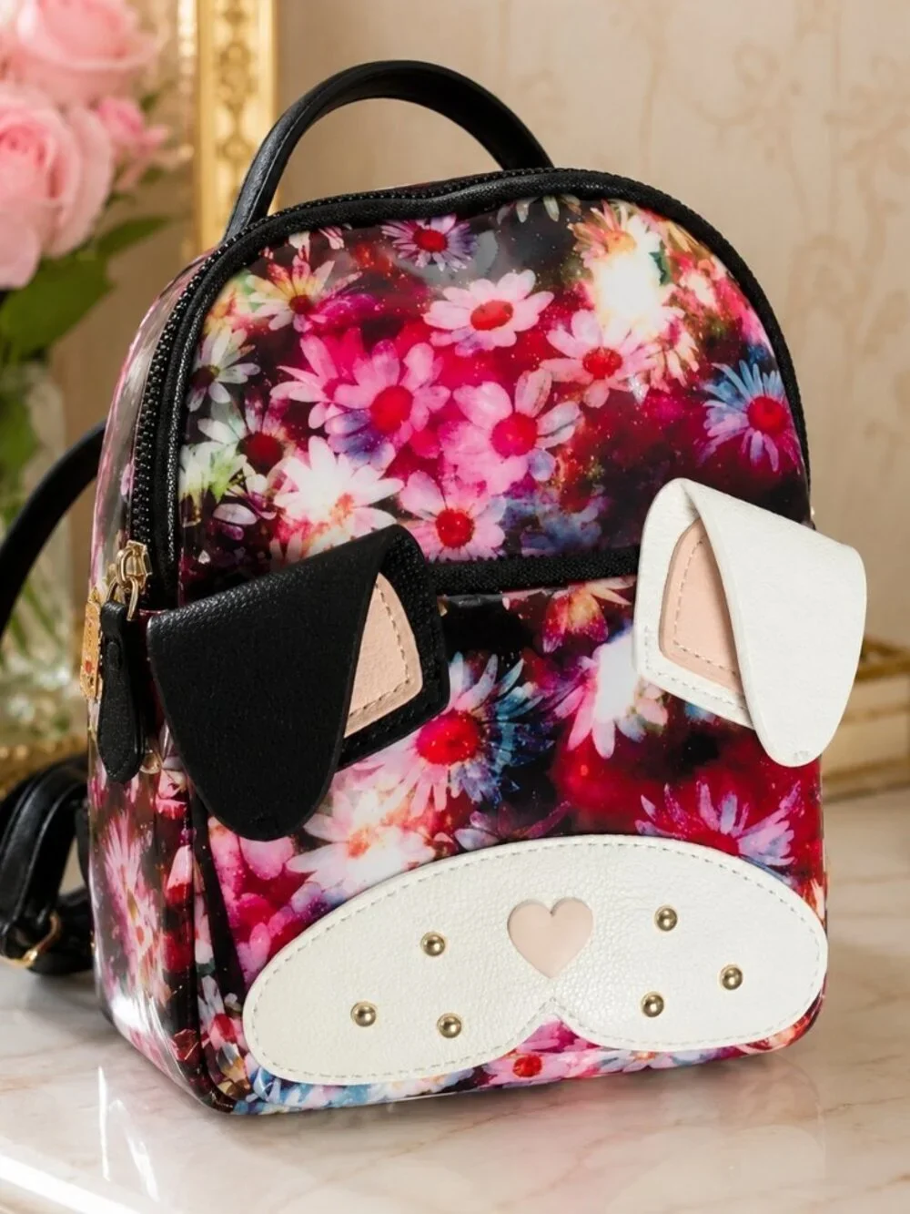 Betsey Johnson Floral Puppy Dog Mini Backpack NWT